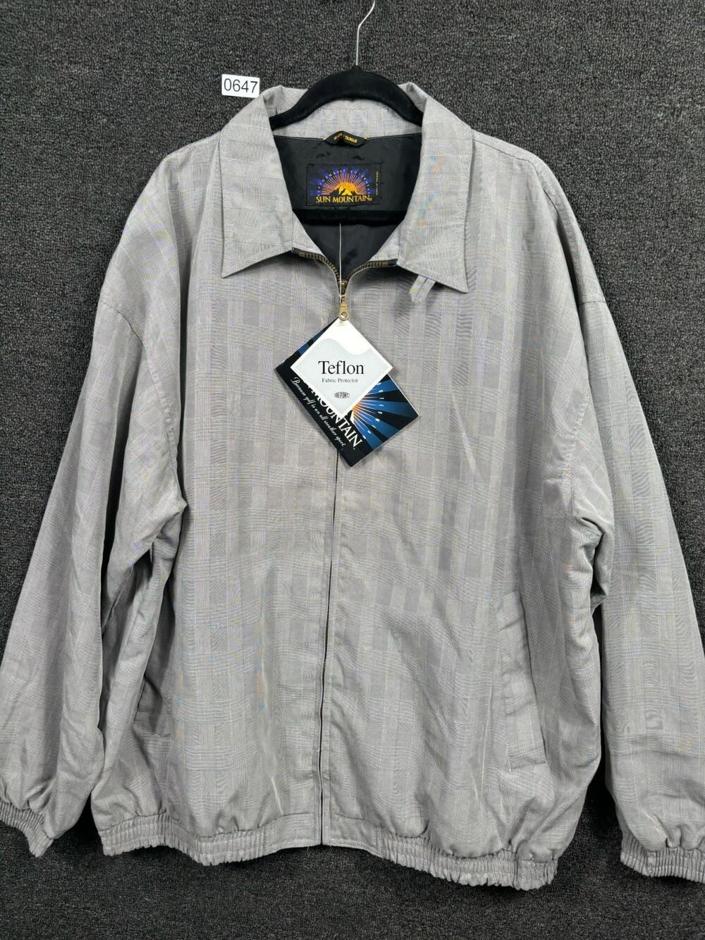 Sun Mountain Golf Windbreaker Jacket Men XXL Gray Plaid Full Zip Long Sleeve NWT